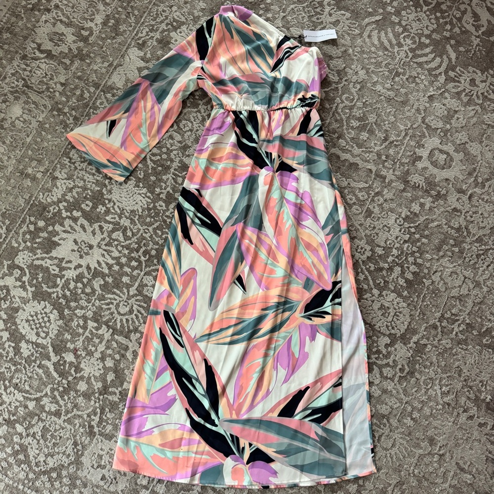 New w/tags One Shoulder Maxidress with Vibrant Floral Pattern